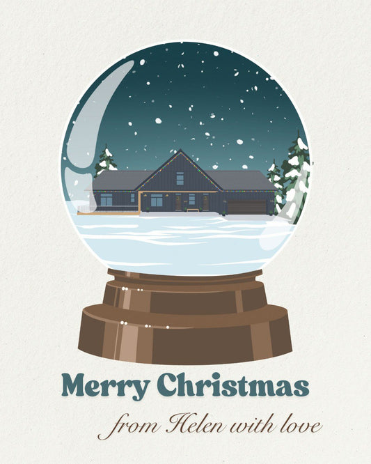 Your Home Portrait in a Snow Globe: Personalised Holiday Card