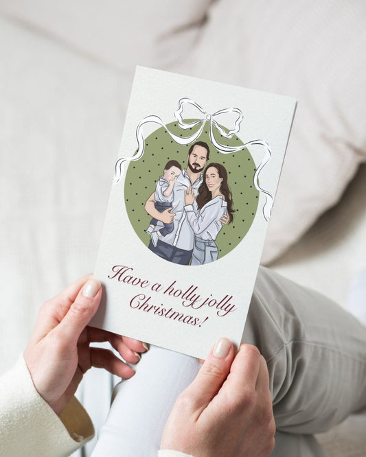 Family Portrait Custom Holiday Card: Personalized Greeting Card Design