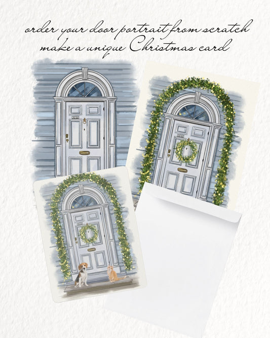 Custom Hand-Drawn Front Door Portrait: Personalized Greeting Card from Your Photo