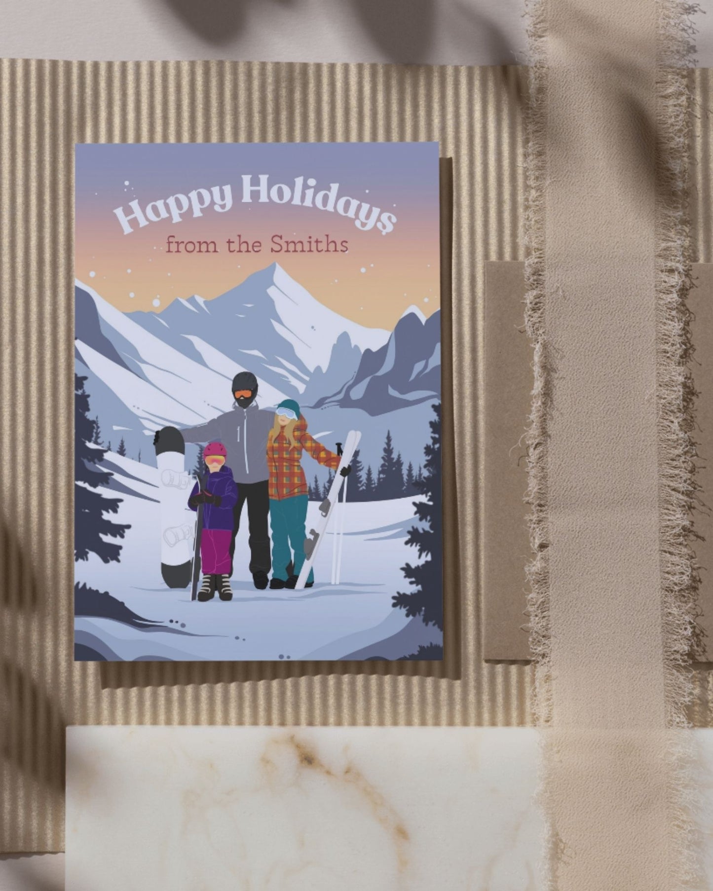 Family Portrait Holiday Greetings Card: Personalized Ski-Lovers Christmas Card (DIGITAL DOWNLOAD)