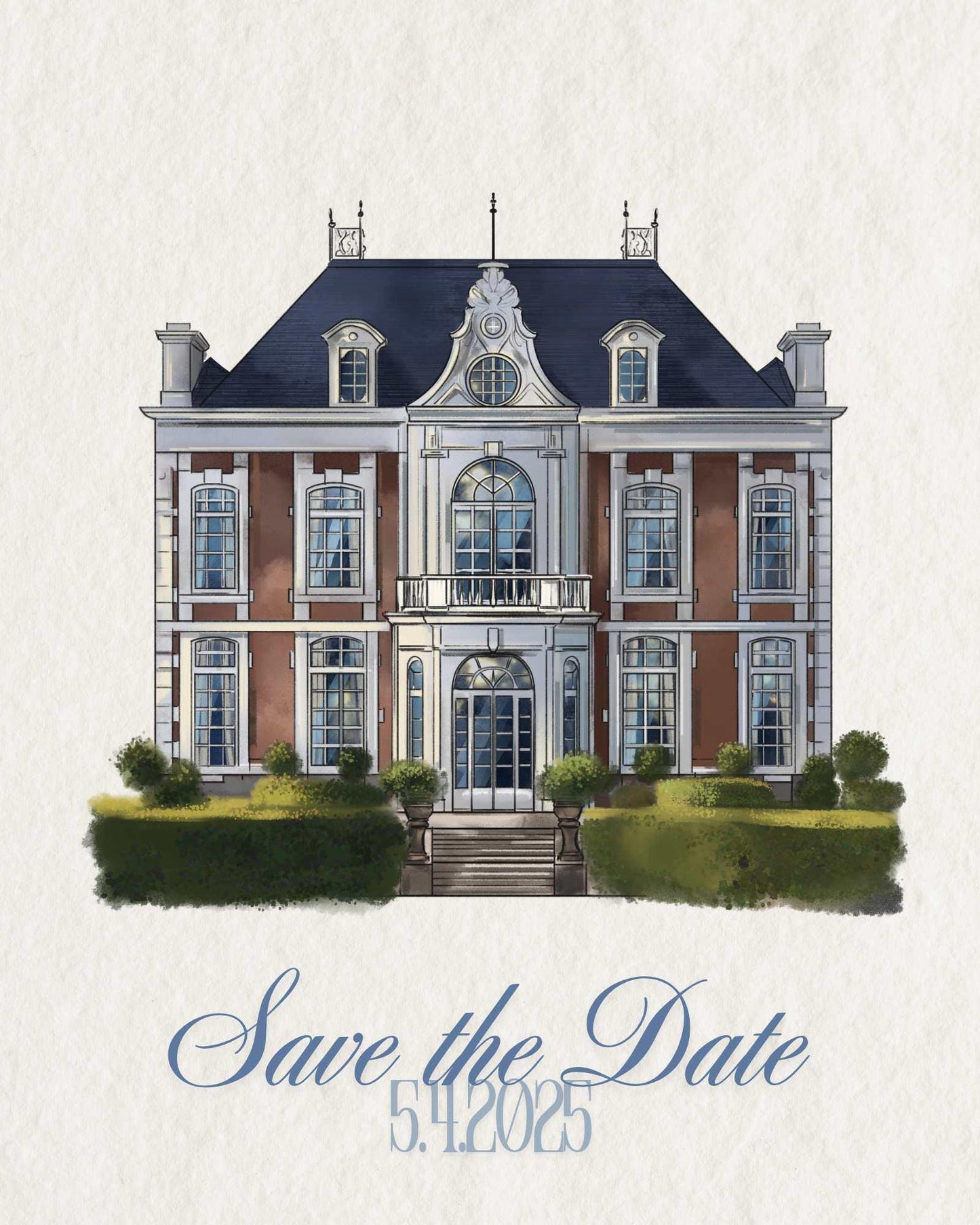 Custom Wedding Venue Drawing Watercolor Digital