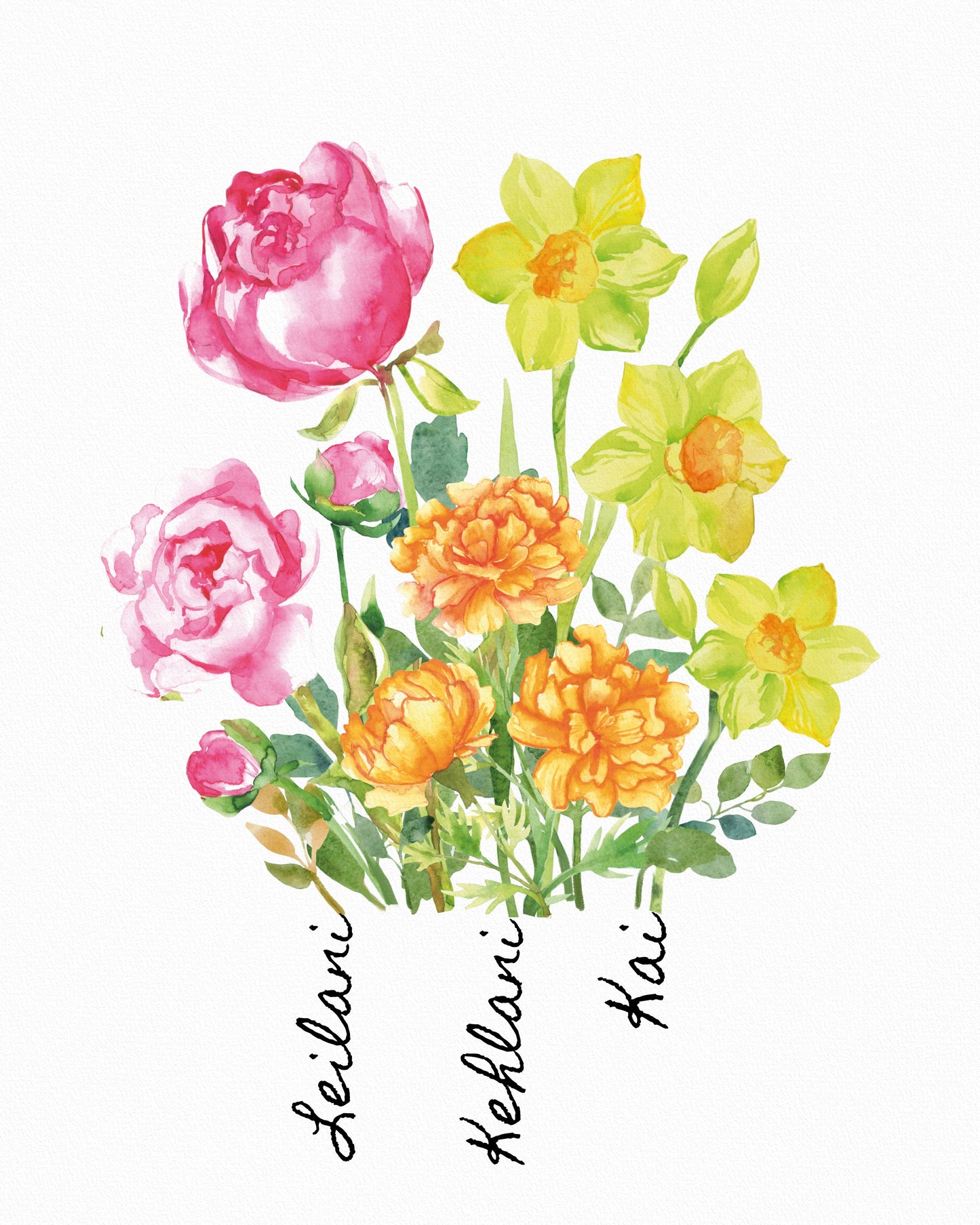 Custom Watercolor Family Bouquet