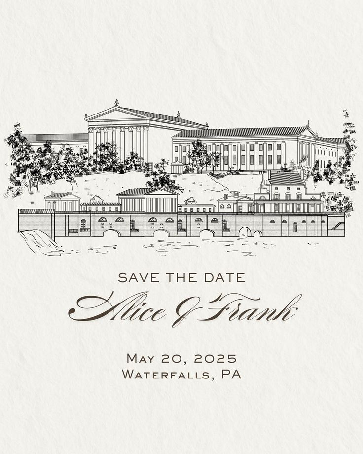 Custom Wedding Venue Sketch: Personalized Line Art Illustration