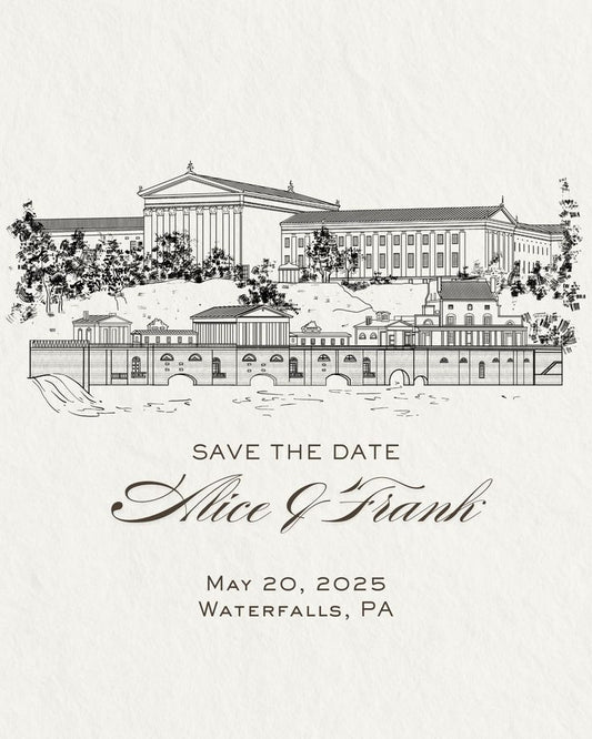 Custom Wedding Venue Sketch: Personalized Line Art Illustration