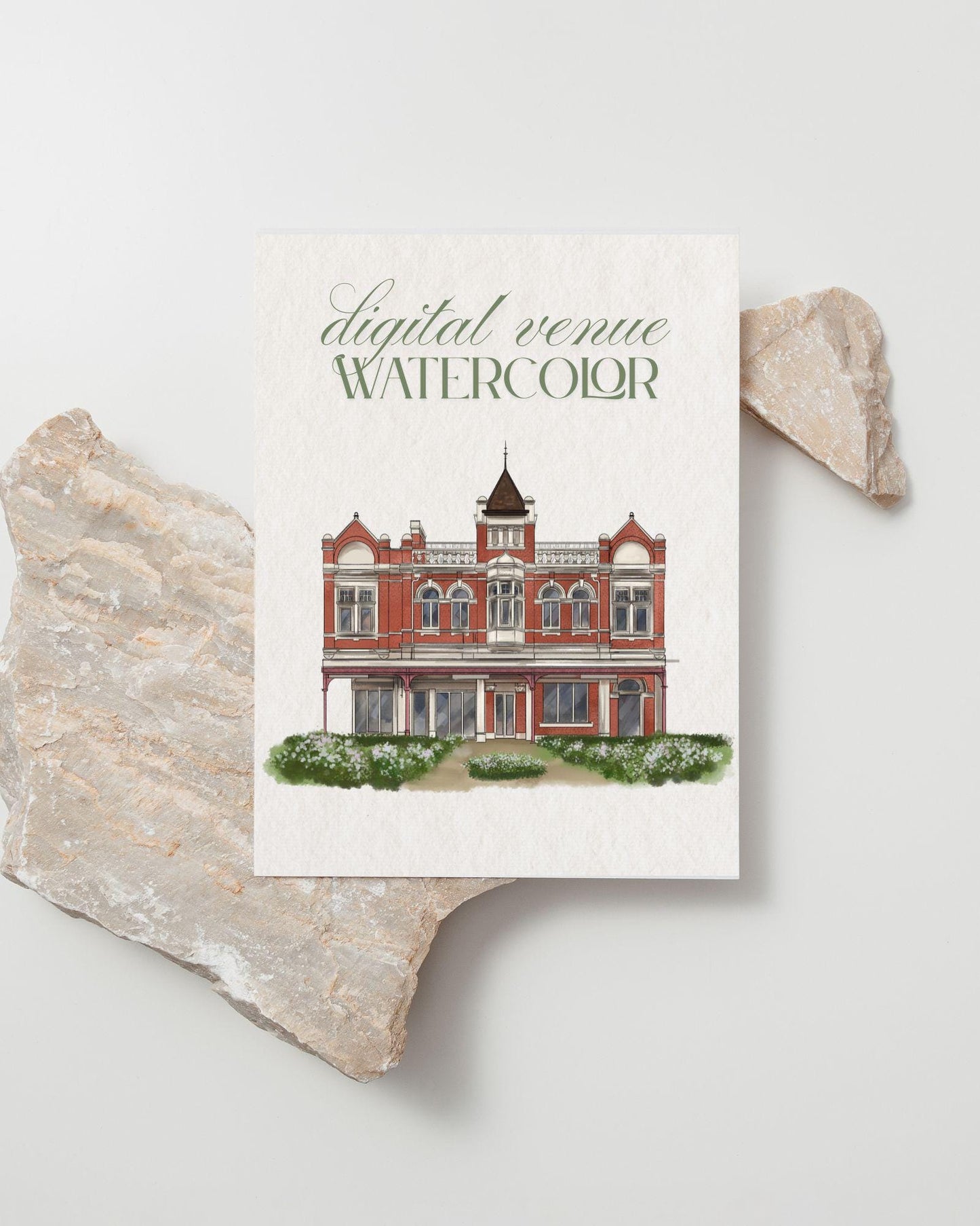 Custom Wedding Venue Drawing Watercolor Digital