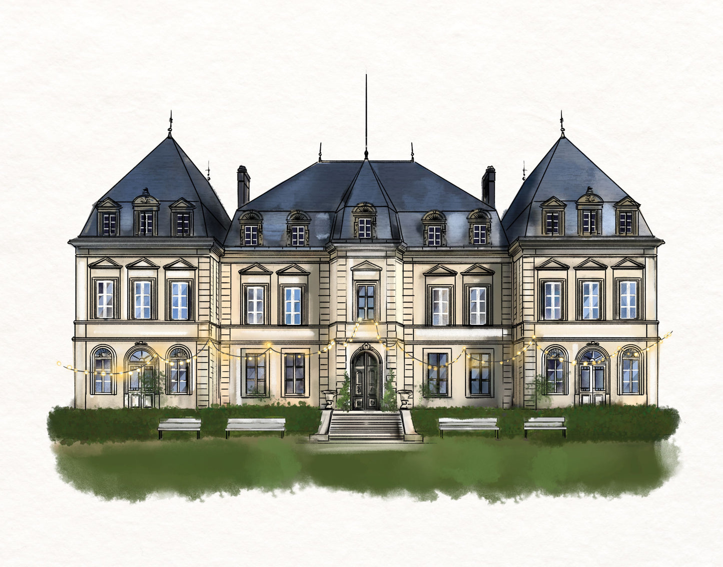 Alternative Guest Book Wedding Venue Watercolor Art