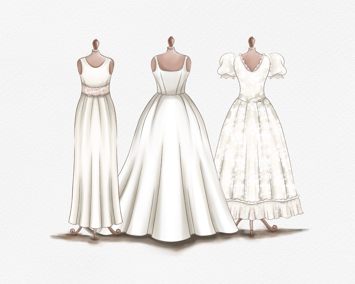 Mother and Daughter Wedding Dress Sketch