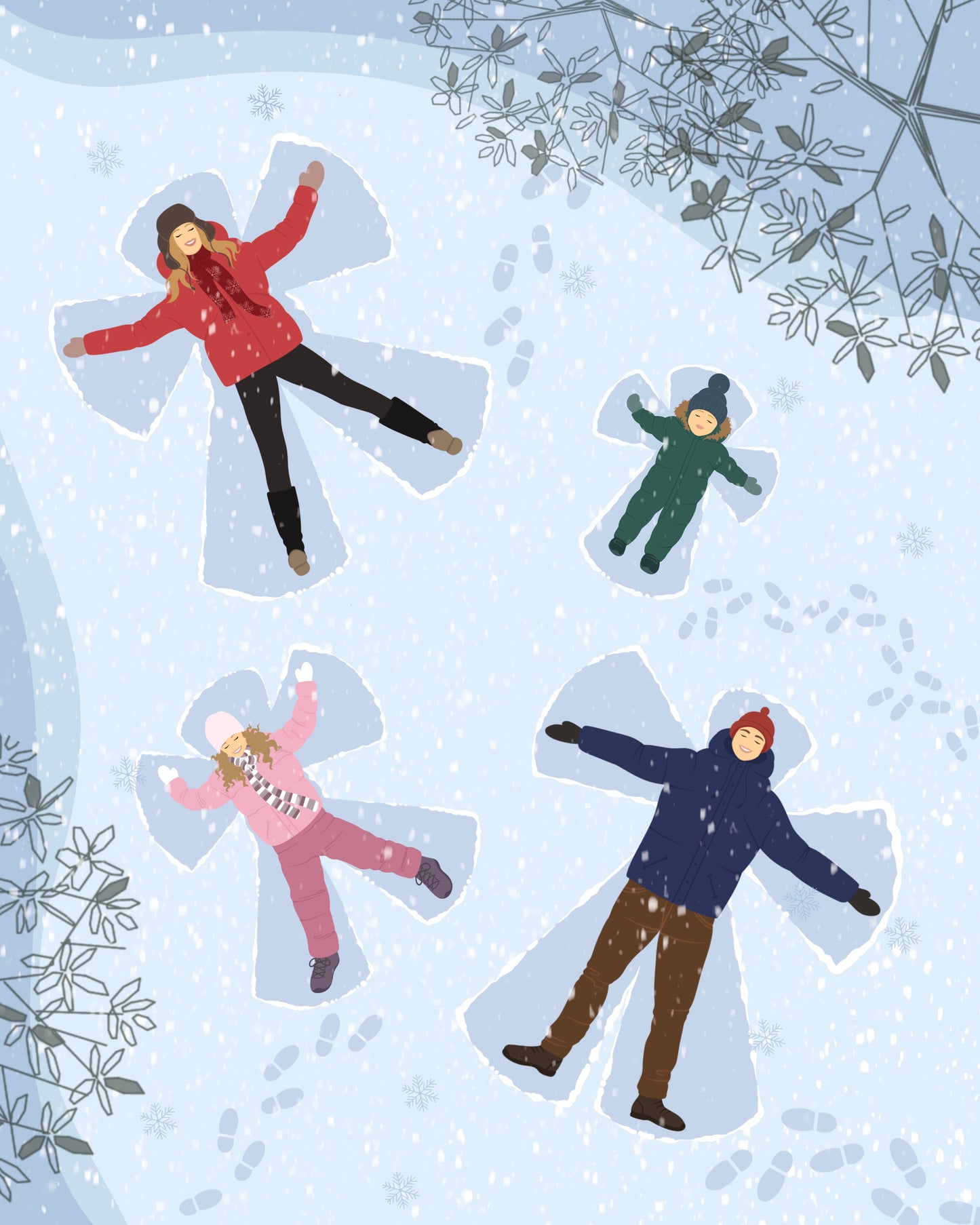 Family Portrait Holiday Greetings Card: Personalized Snow Angel Print (DIGITAL DOWNLOAD)