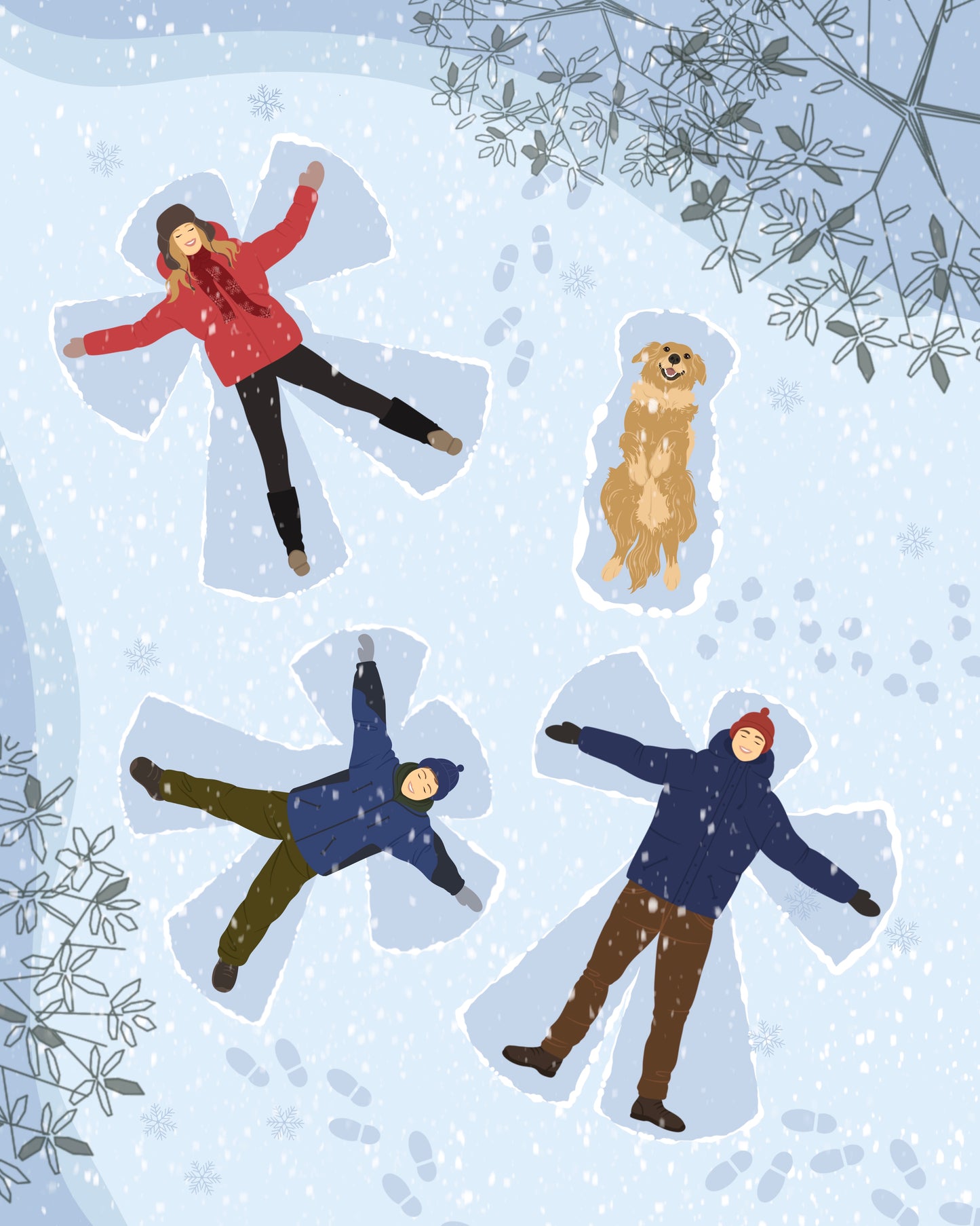 Family Portrait Holiday Greetings Card: Personalized Snow Angel Print (DIGITAL DOWNLOAD)