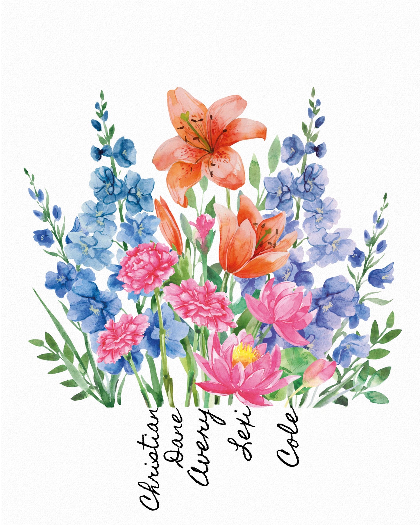 Custom Watercolor Family Bouquet