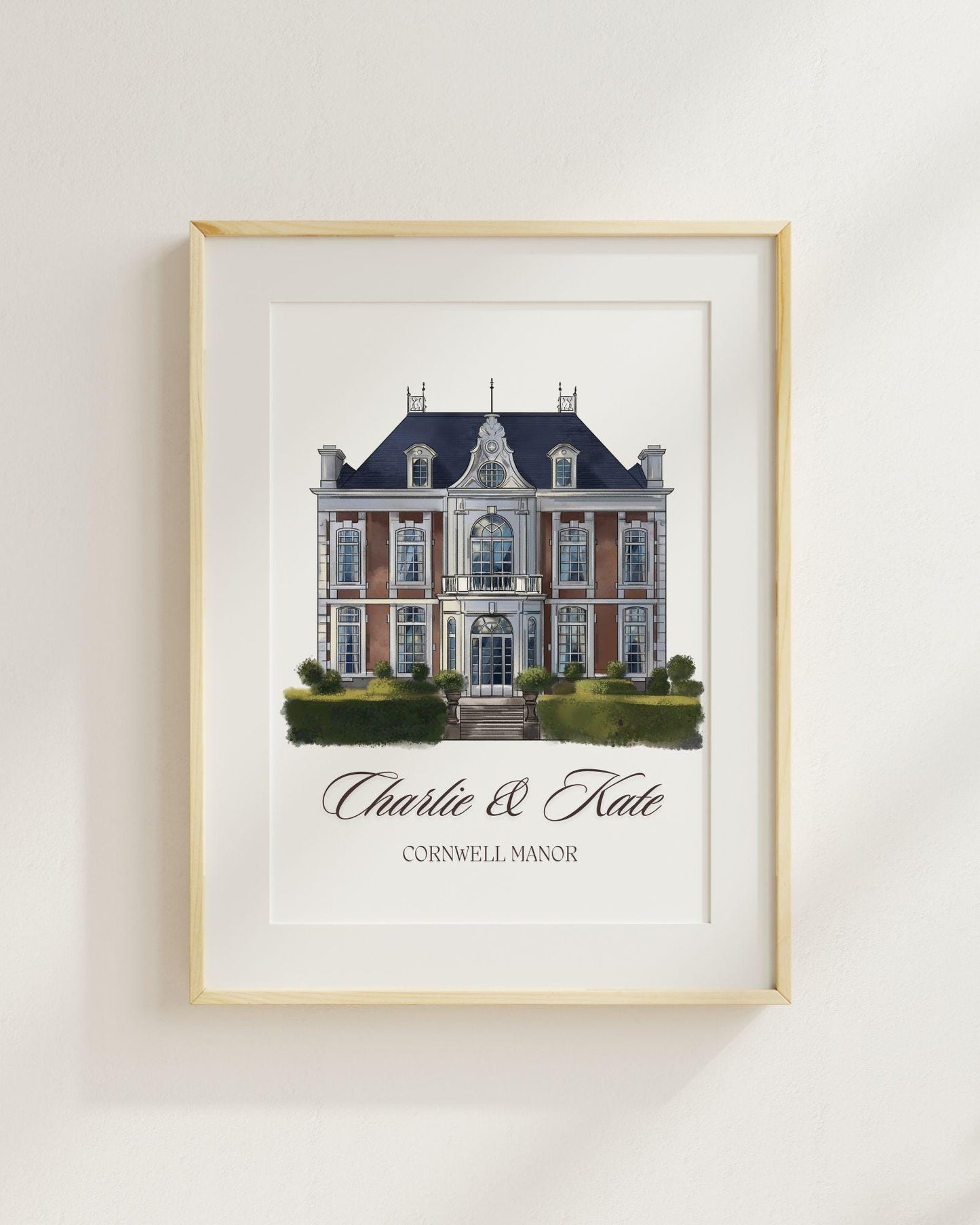 Custom Wedding Venue Drawing Watercolor Digital