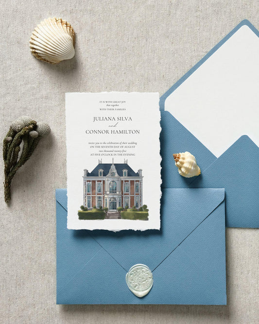 Custom Wedding Venue Drawing Watercolor Digital