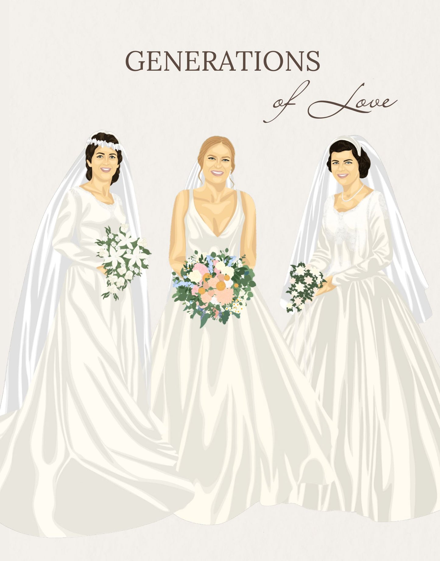 Custom Generational Wedding Portrait Gift for Mother of the Bride