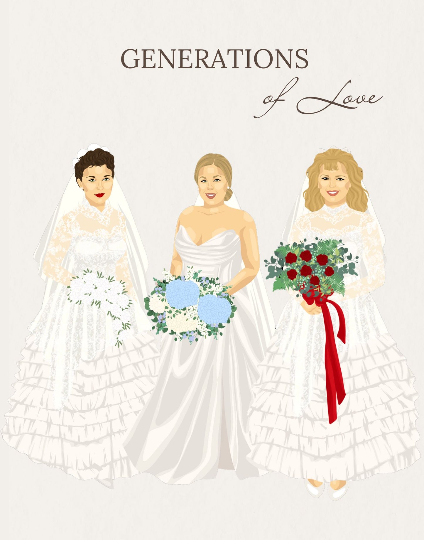 Custom Generational Wedding Portrait Gift for Mother of the Bride