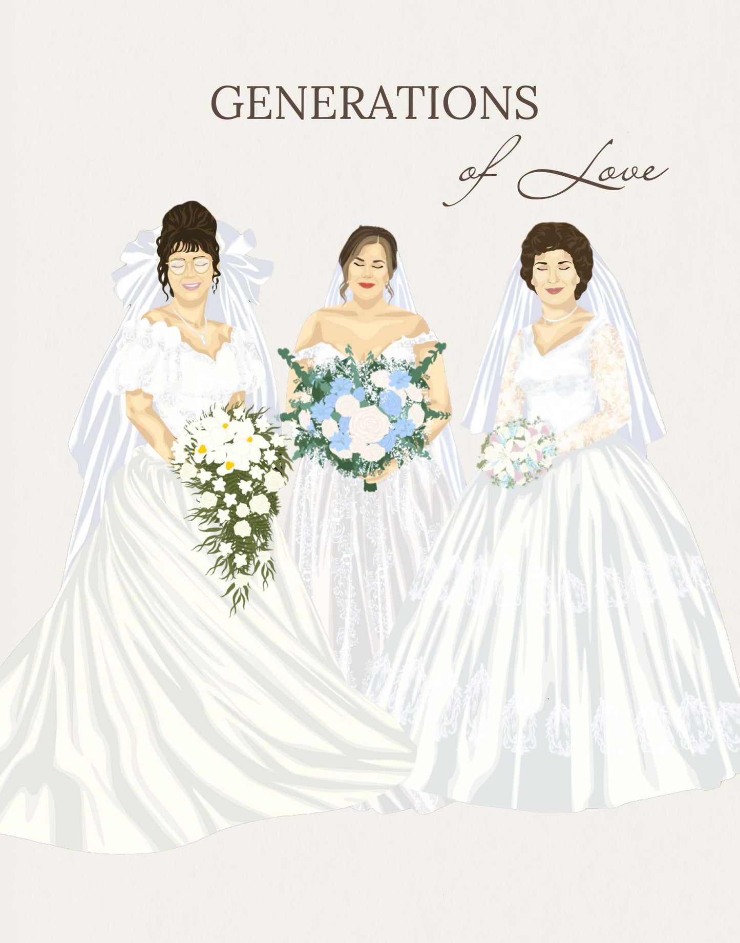 Custom Generational Wedding Portrait Gift for Mother of the Bride