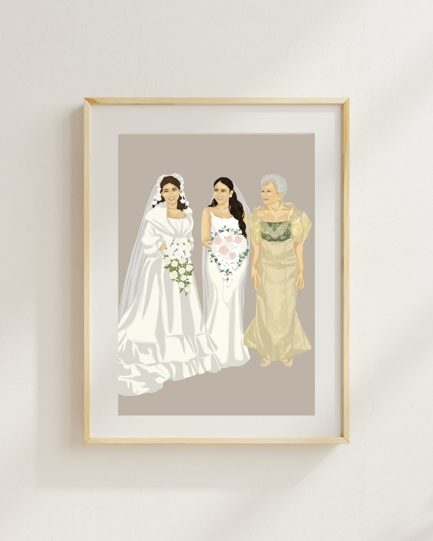 Custom Generational Wedding Portrait Gift for Mother of the Bride