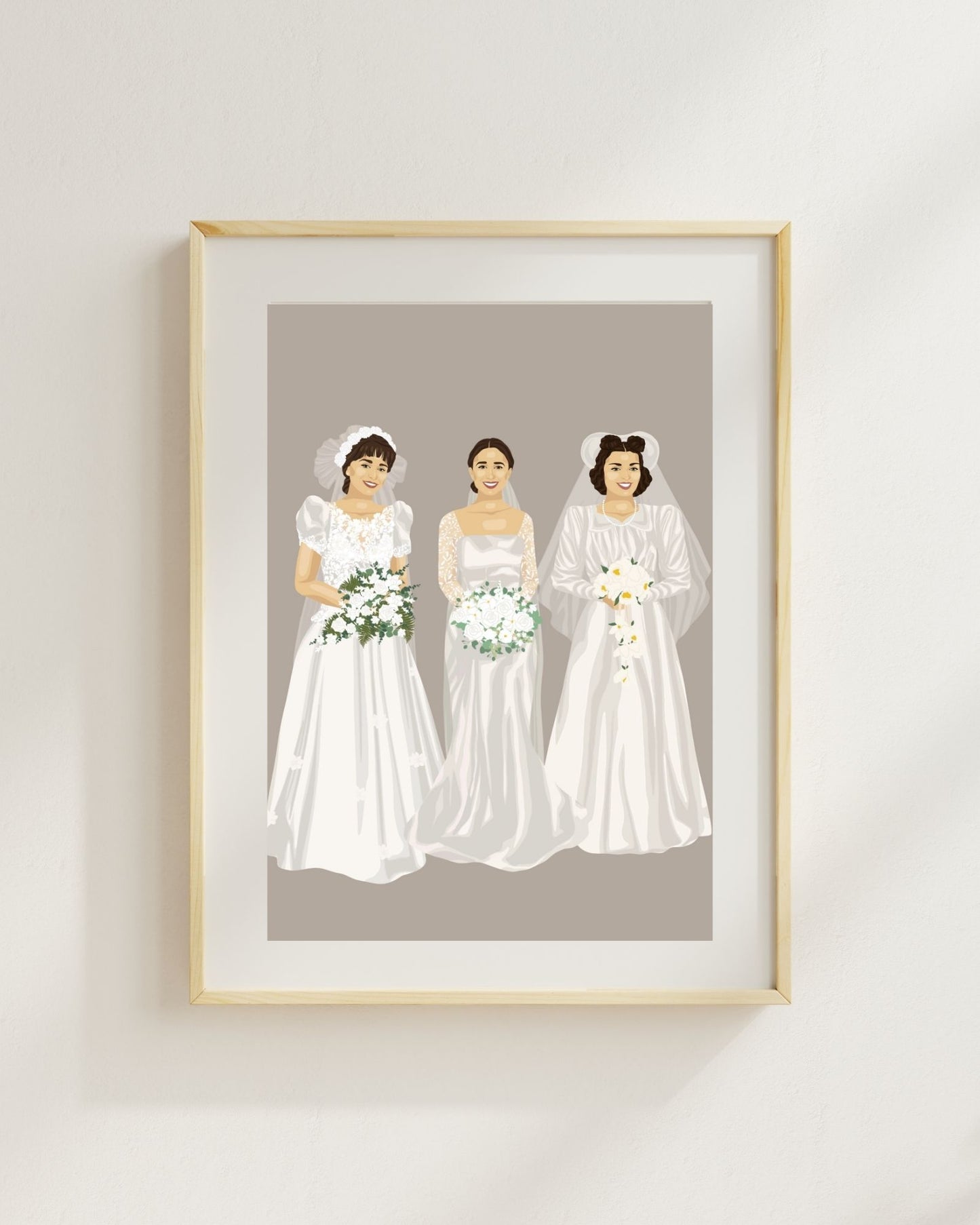 Custom Generational Wedding Portrait Gift for Mother of the Bride