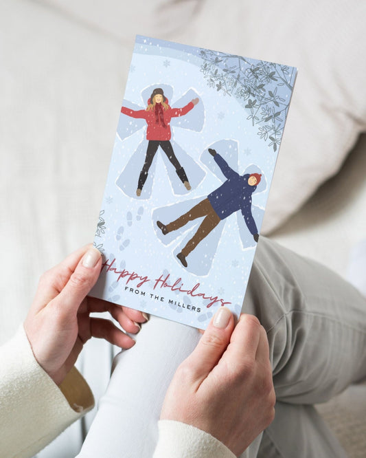 Family Portrait Holiday Greetings Card: Personalized Snow Angel Print (DIGITAL DOWNLOAD)