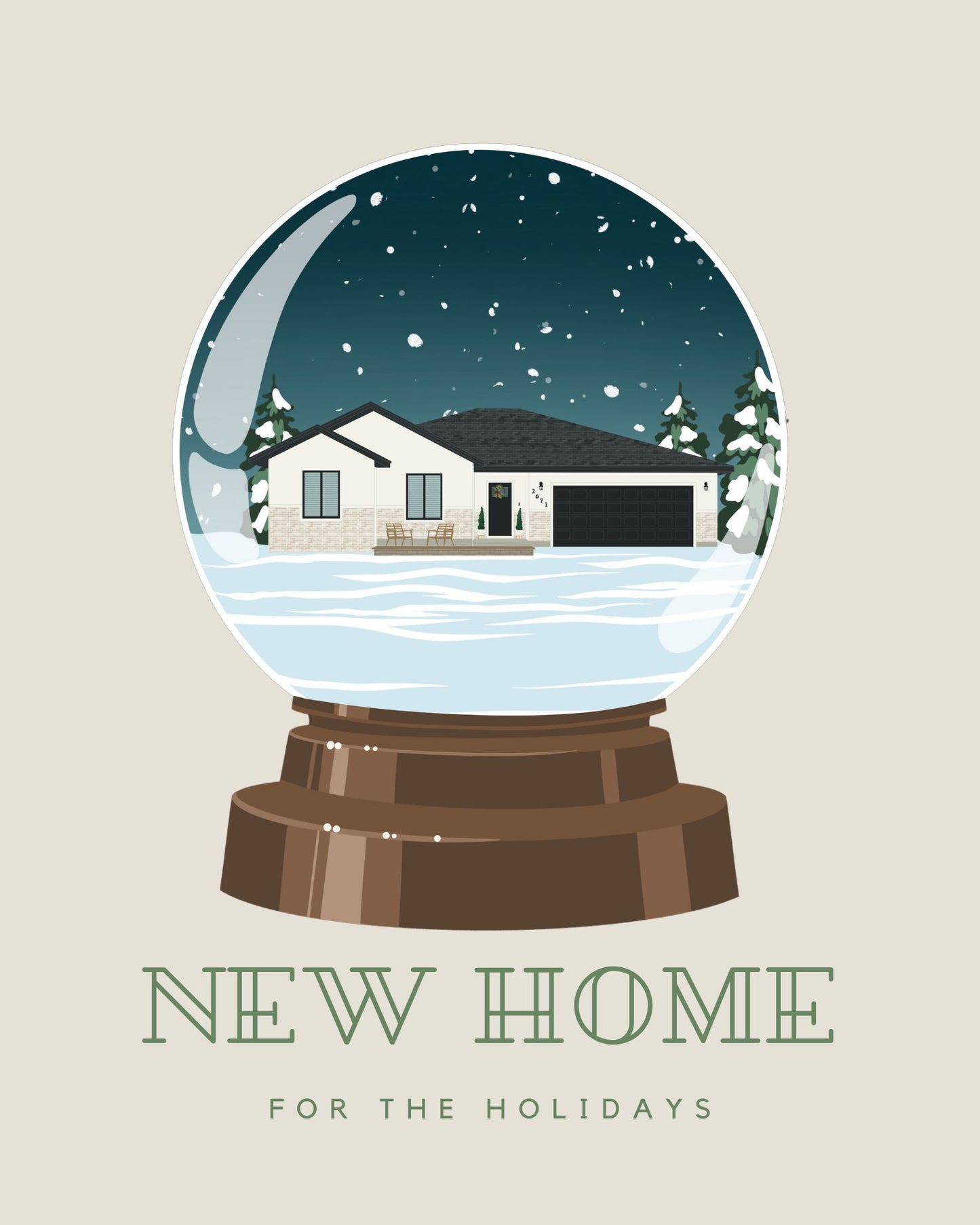 Your Home Portrait in a Snow Globe: Personalised Holiday Card